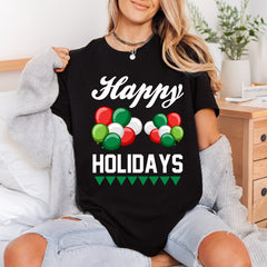 Happy Holidays Balloons Festive Christmas Ready to Press DTF Transfer for Dtf
