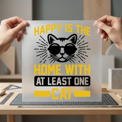 Happy Home Cat Retro Mom Dad Ready to Press DTF Transfer for Dtf