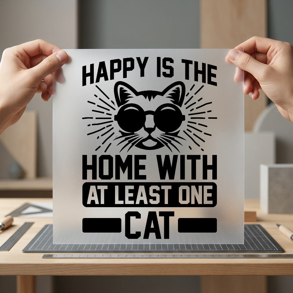 Happy Home Cat Retro Mom Dad Ready to Press DTF Transfer for Dtf