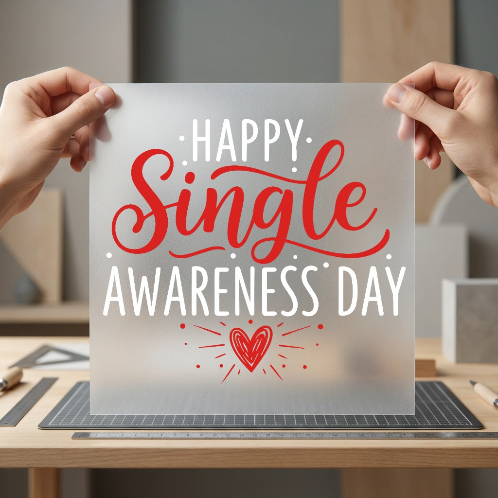 Happy Single Awareness Day Valentine Funny Ready to Press DTF Transfer for Dtf
