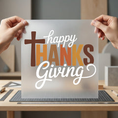 Happy Thanksgiving Cross Autumn Christian Faith Ready to Press DTF Transfer for Dtf