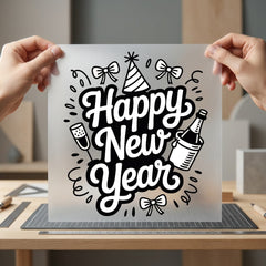 Happy Year Celebration Festivity Christmas Ready to Press DTF Transfer for Dtf