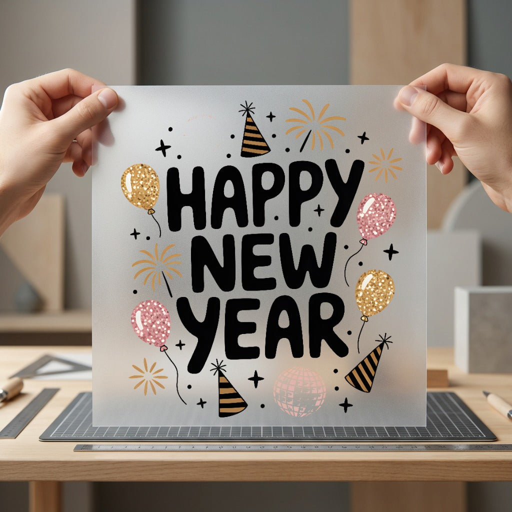 Happy Year Celebration Festivity Cozy Cute Collection Positive Vibes Collection Ready to Press DTF Transfer for Dtf