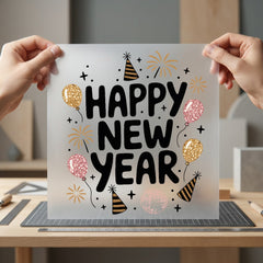 Happy Year Celebration Festivity Cozy Cute Collection Positive Vibes Collection Ready to Press DTF Transfer for Dtf