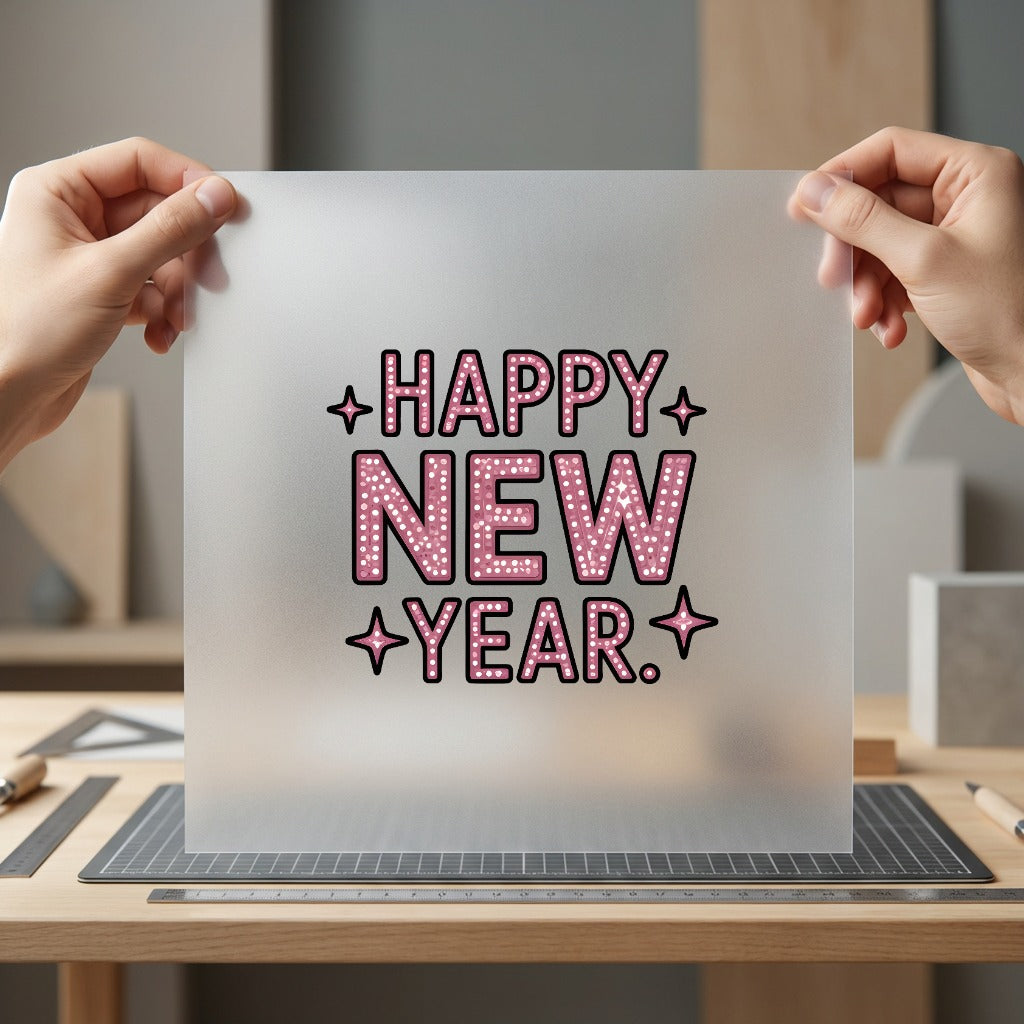 Happy Year Celebration Pink Retro Aesthetic Ready to Press DTF Transfer for Dtf