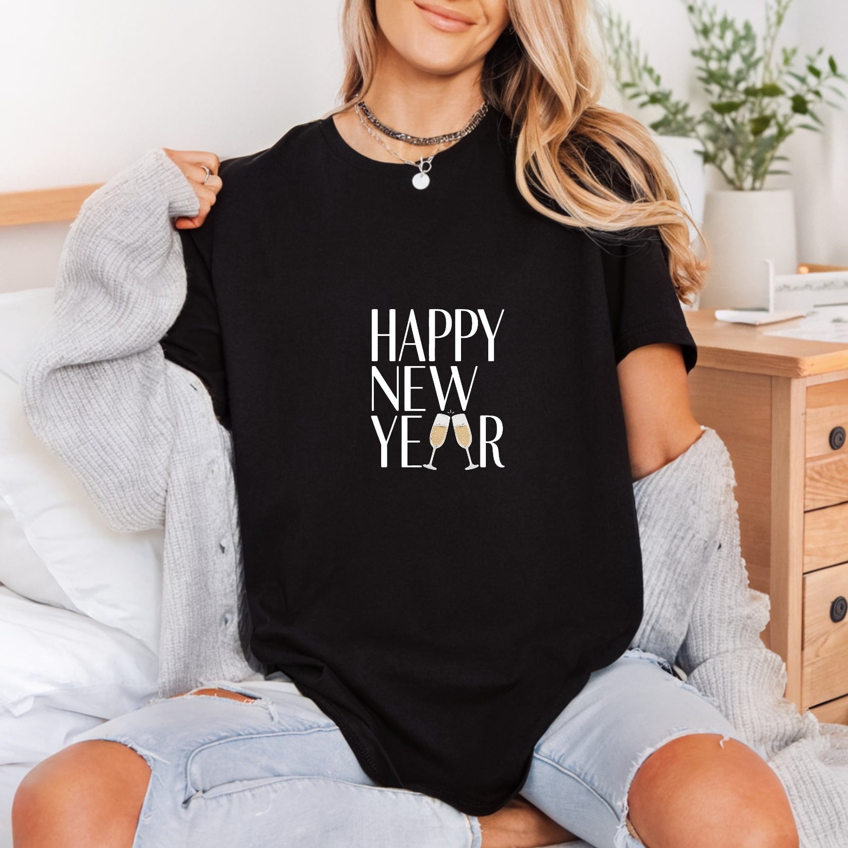 Happy Year Champagne Glasses Food & Drink Culture Collection Cocktail Culture Collection Ready to Press DTF Transfer for Dtf