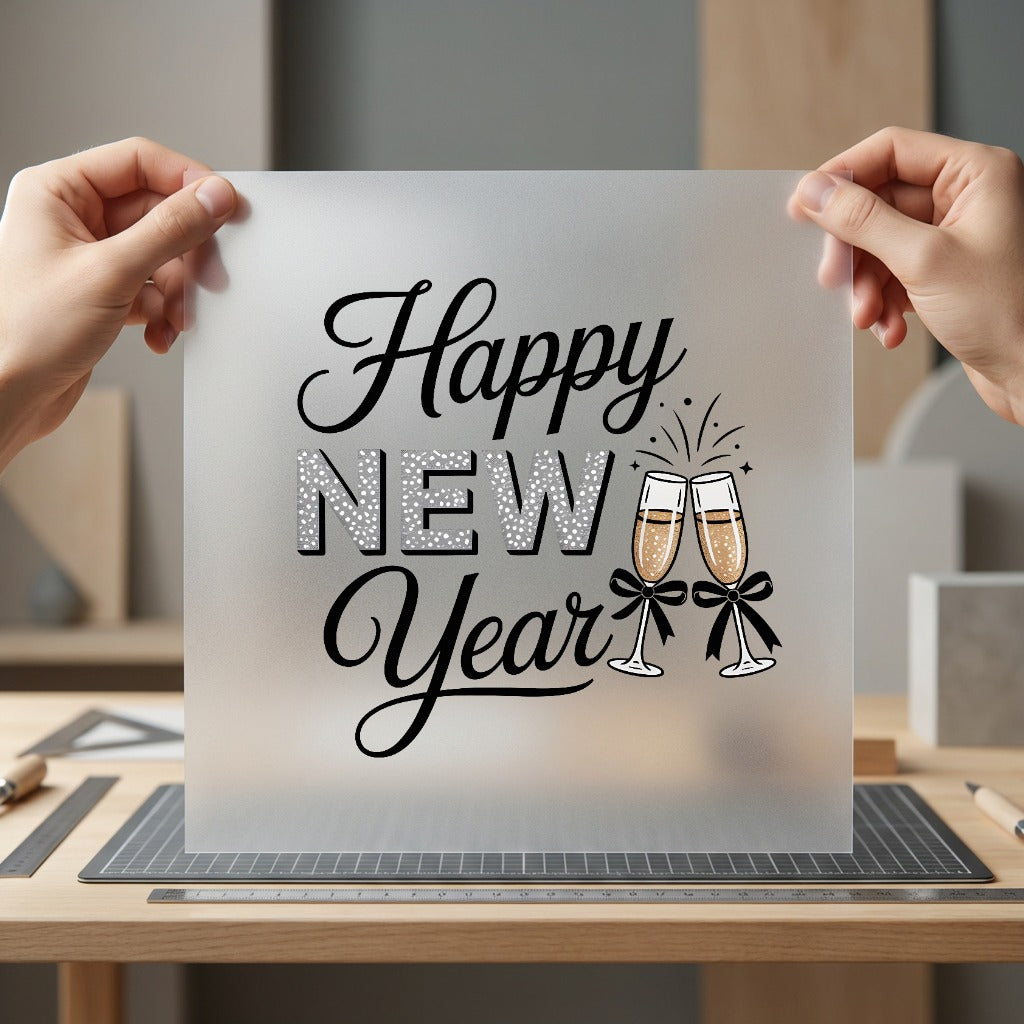 Happy Year Cheers Celebration Christmas Ready to Press DTF Transfer for Dtf