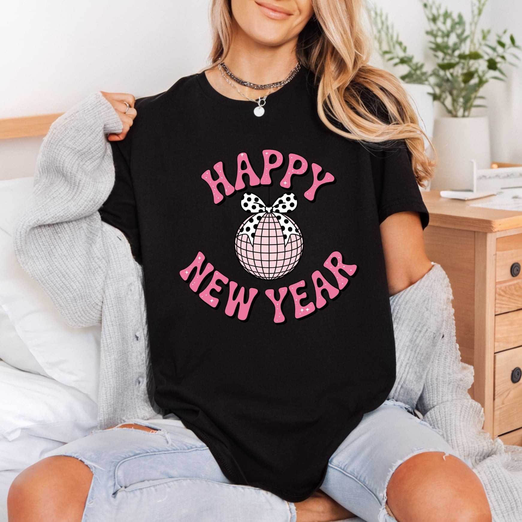 Happy Year Disco Ball Retro Aesthetic Ready to Press DTF Transfer for Dtf