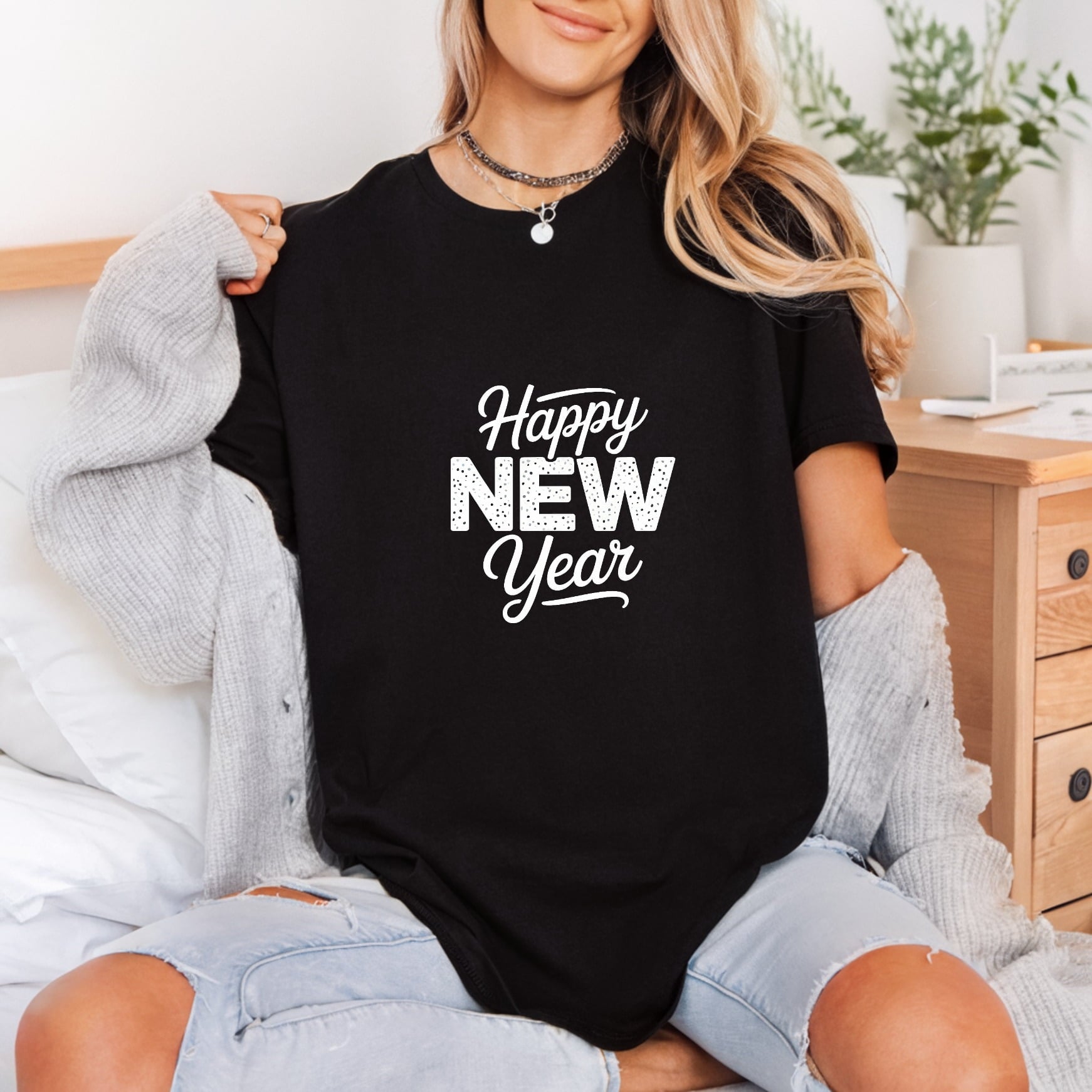 Happy Year Festive Script Christmas Aesthetic Ready to Press DTF Transfer for Dtf