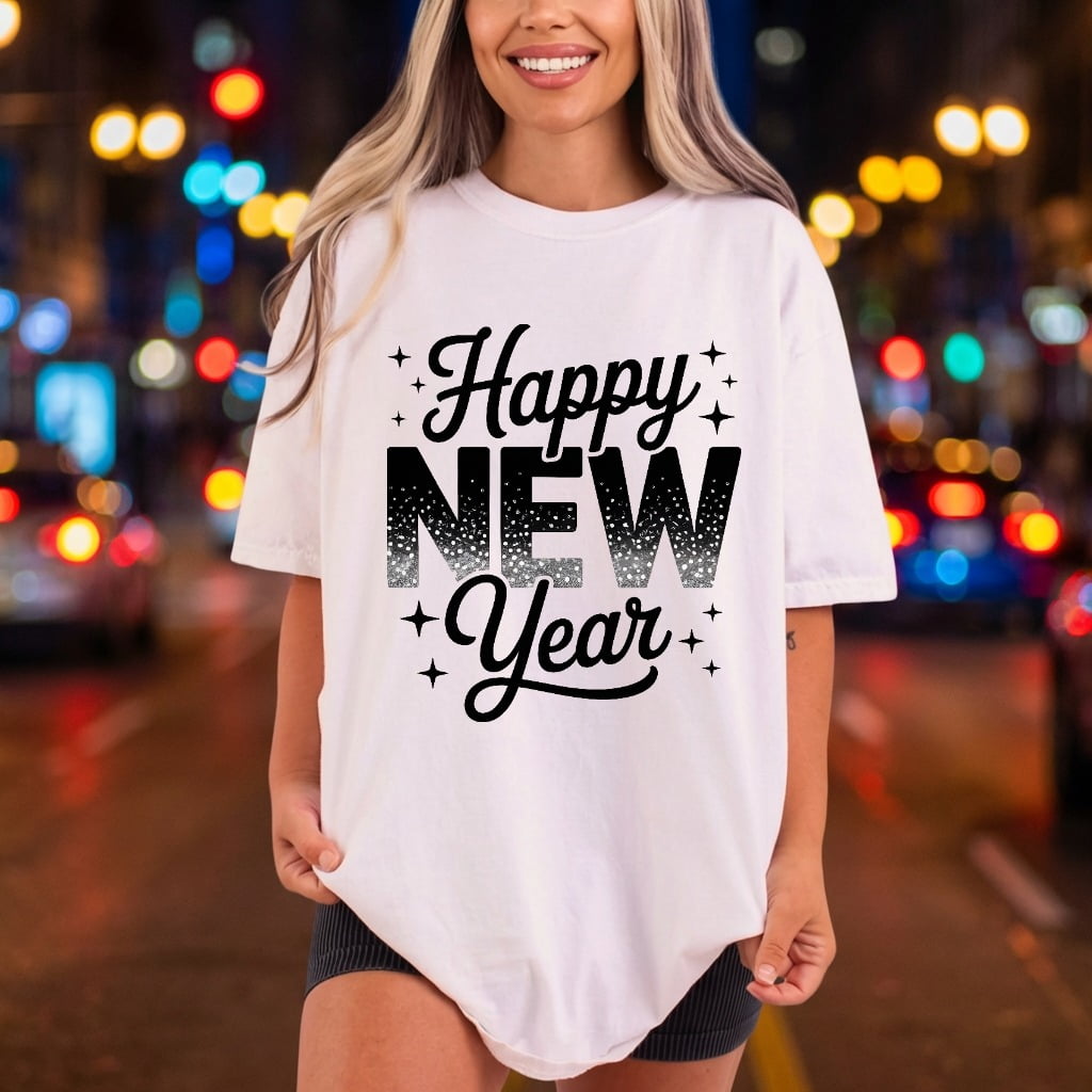 Happy Year Glitter Ball Christmas Aesthetic Ready to Press DTF Transfer for Dtf