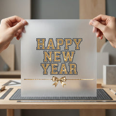 Happy Year Glitter Bow Aesthetic Ready to Press DTF Transfer for Dtf