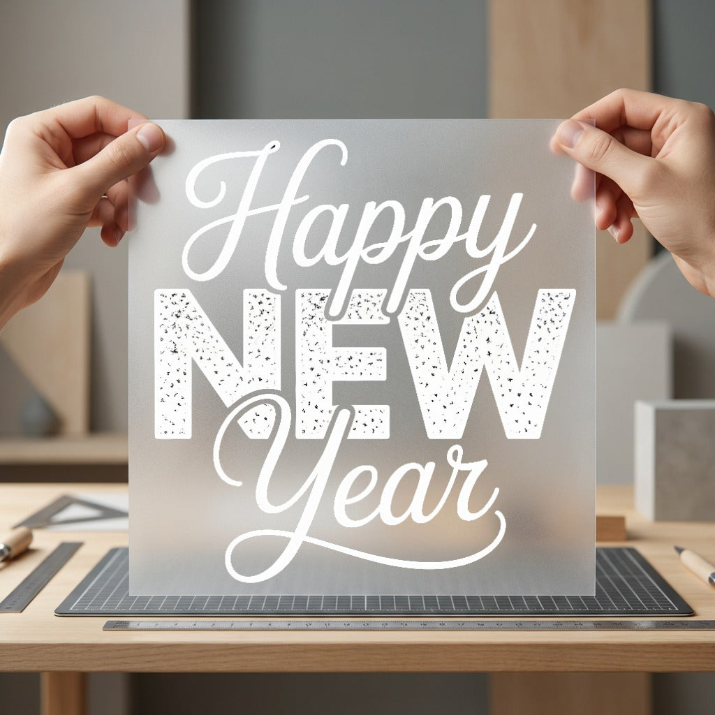Happy Year Grunge Script Christmas Aesthetic Ready to Press DTF Transfer for Dtf