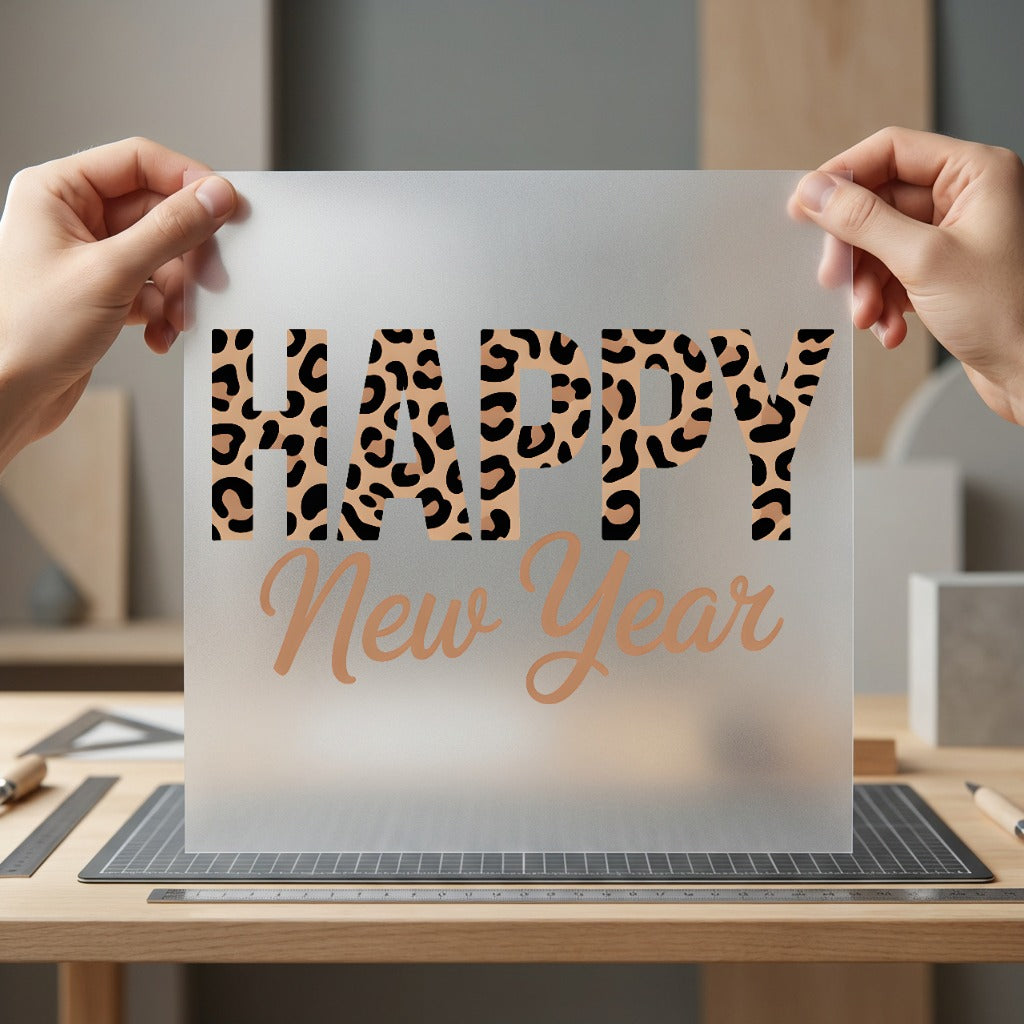 Happy Year Leopard Holiday Boho Aesthetic Ready to Press DTF Transfer for Dtf