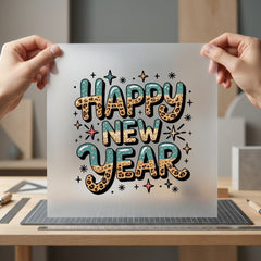Happy Year Leopard Retro Boho Aesthetic Ready to Press DTF Transfer for Dtf