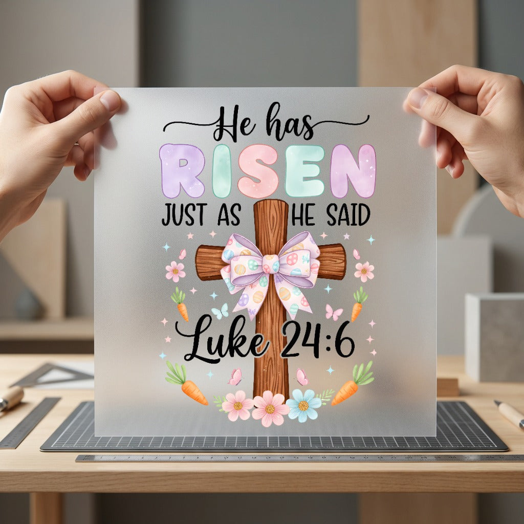 Has Risen Luke Easter Faith Bible Ready to Press DTF Transfer for Dtf