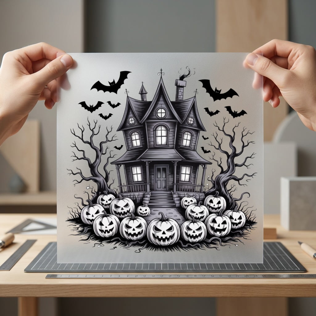 Haunted House Jack-o -lanterns Halloween Aesthetic Ready to Press DTF Transfer for Dtf
