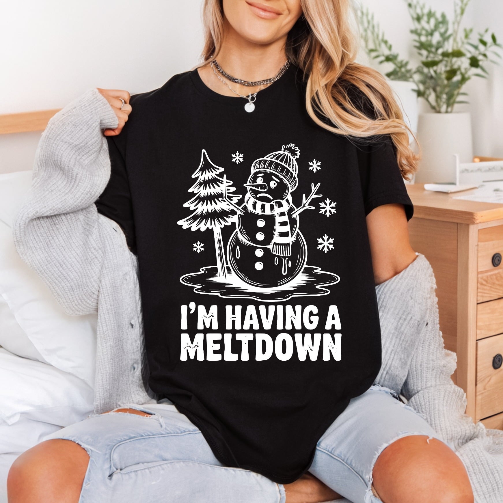 Having Meltdown Snowman Funny Christmas Winter Ready to Press DTF Transfer for Dtf