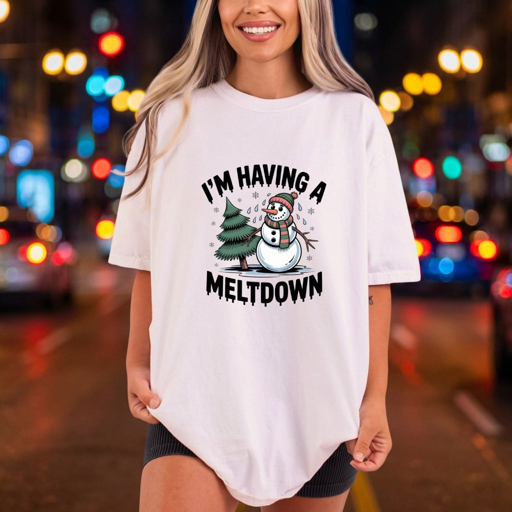 Having Meltdown Snowman Winter Christmas Winter Ready to Press DTF Transfer for Dtf