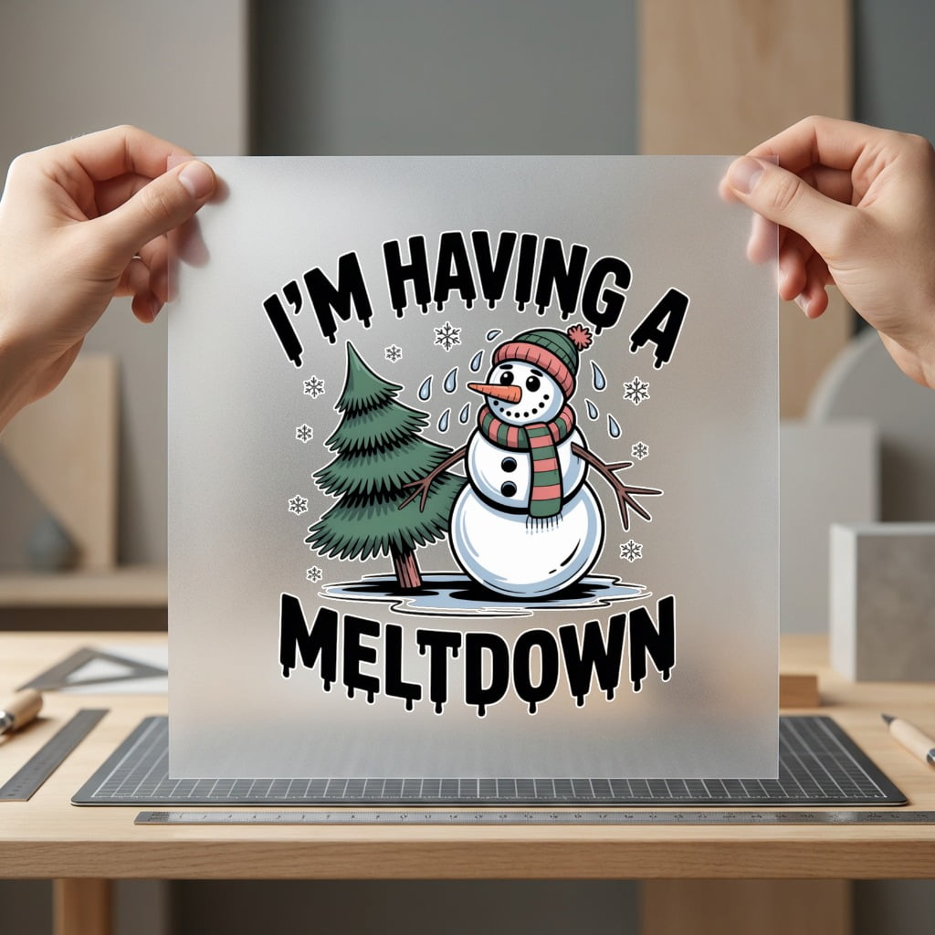 Having Meltdown Snowman Winter Christmas Winter Ready to Press DTF Transfer for Dtf