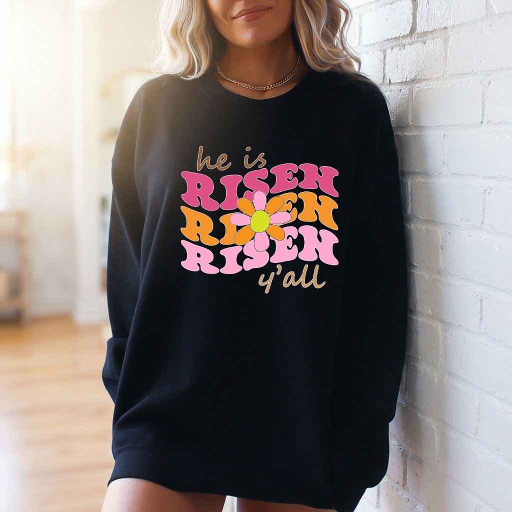 He Is Risen Y'all | Retro Easter Sweatshirt - Luckets.com