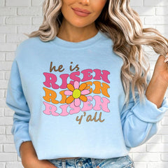 He Is Risen Y'all | Retro Easter Sweatshirt - Luckets.com