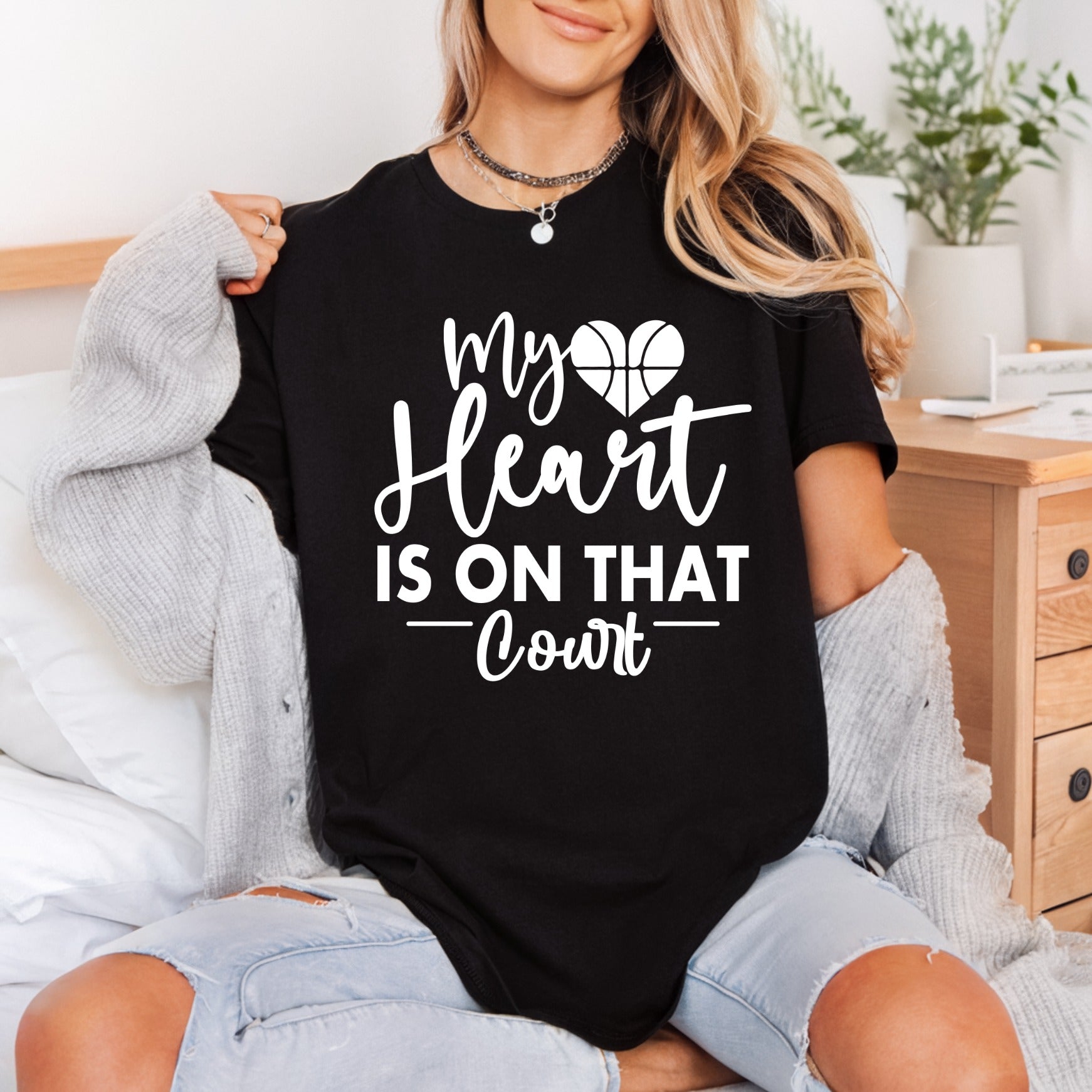 Heart Court Basketball Mom Mom Fitness Ready to Press DTF Transfer for Dtf