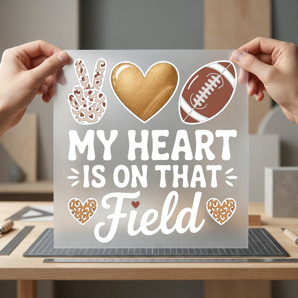 Heart Field Football Lover Mom Vintage Ready to Press DTF Transfer for Dtf