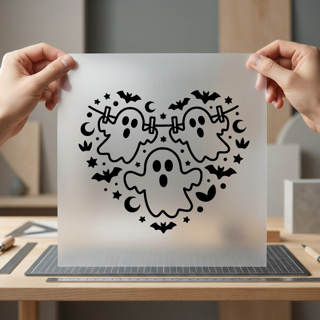 Heart Ghosts Bats Spooky Halloween Ready to Press DTF Transfer for Dtf