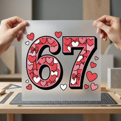 Heart Pattern Number Valentine Valentine Ready to Press DTF Transfer for Dtf