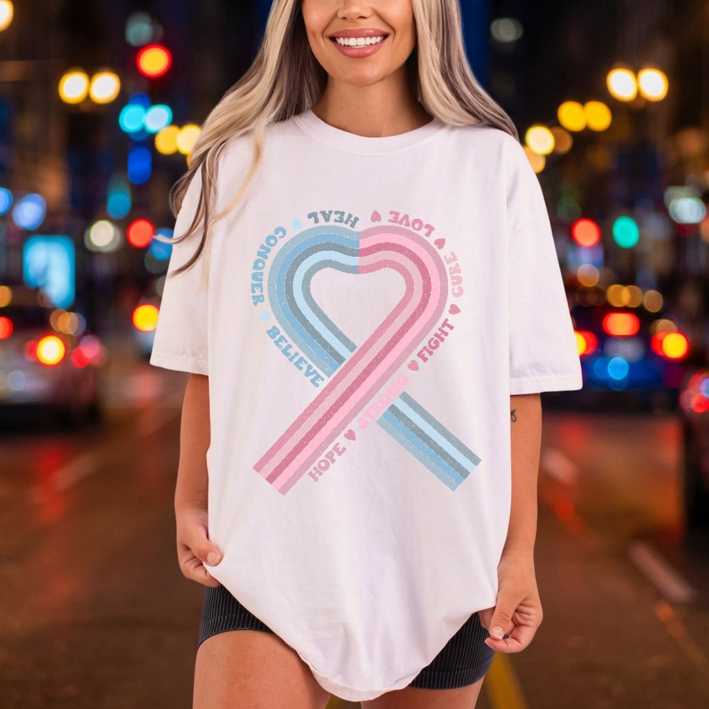 Heart Ribbon Awareness Retro Vintage Retro Ready to Press DTF Transfer for Dtf