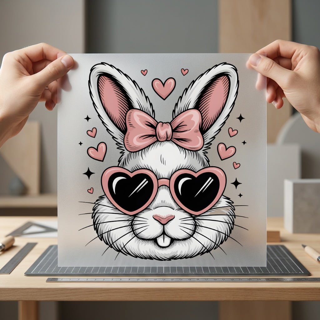 Heart Sunglasses Bunny Kawaii Easter Valentine Ready to Press DTF Transfer for Dtf