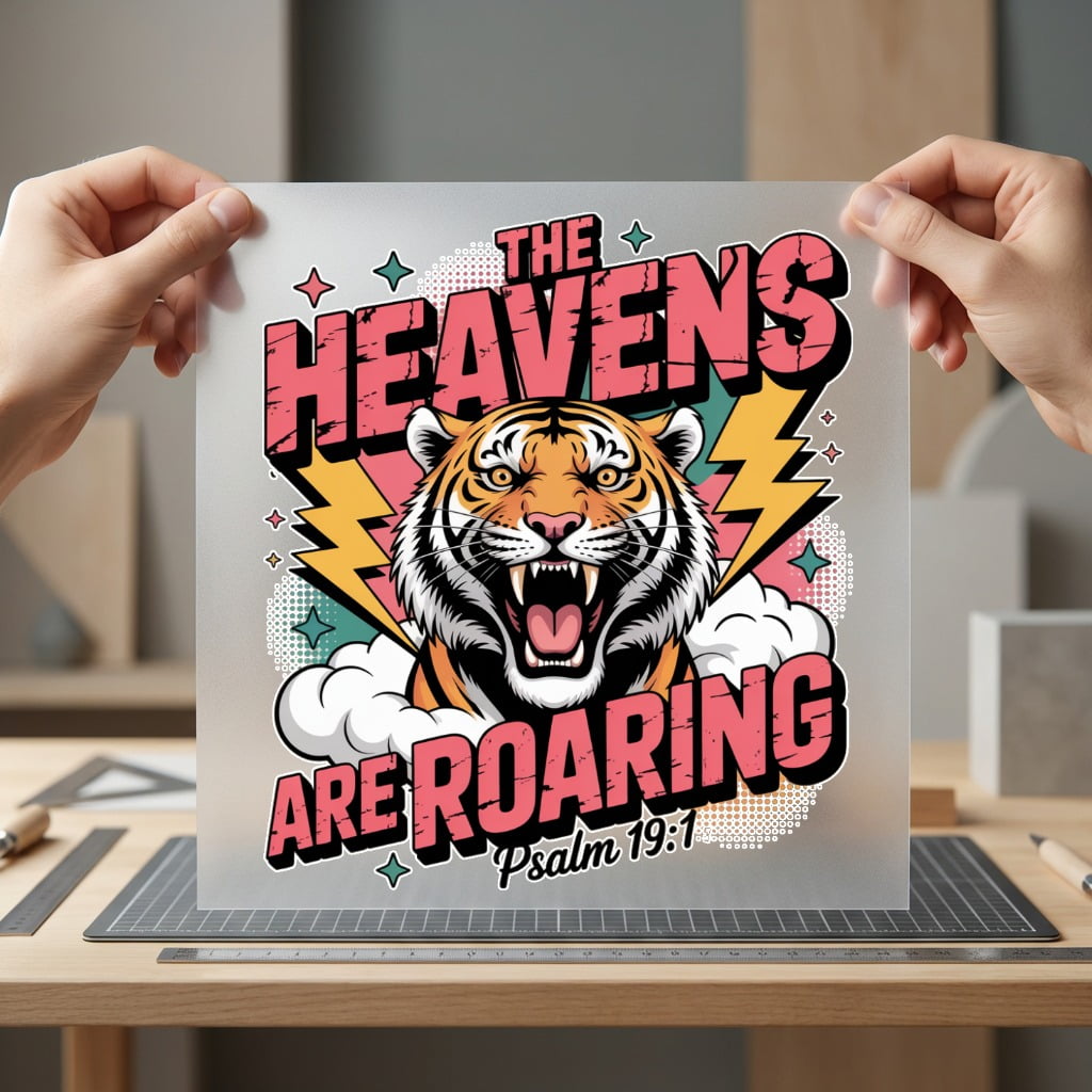 Heavens Roaring Tiger Diy Christian Faith Ready to Press DTF Transfer for Dtf