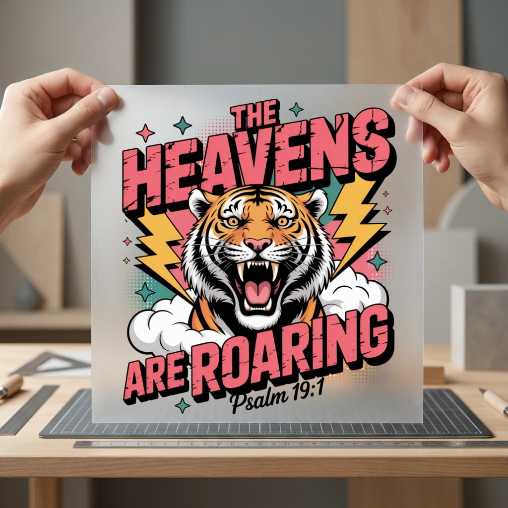 Heavens Roaring Tiger Diy Christian Faith Ready to Press DTF Transfer for Dtf