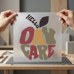 Hello Day Care Apple Teacher Vintage Ready to Press DTF Transfer for Dtf
