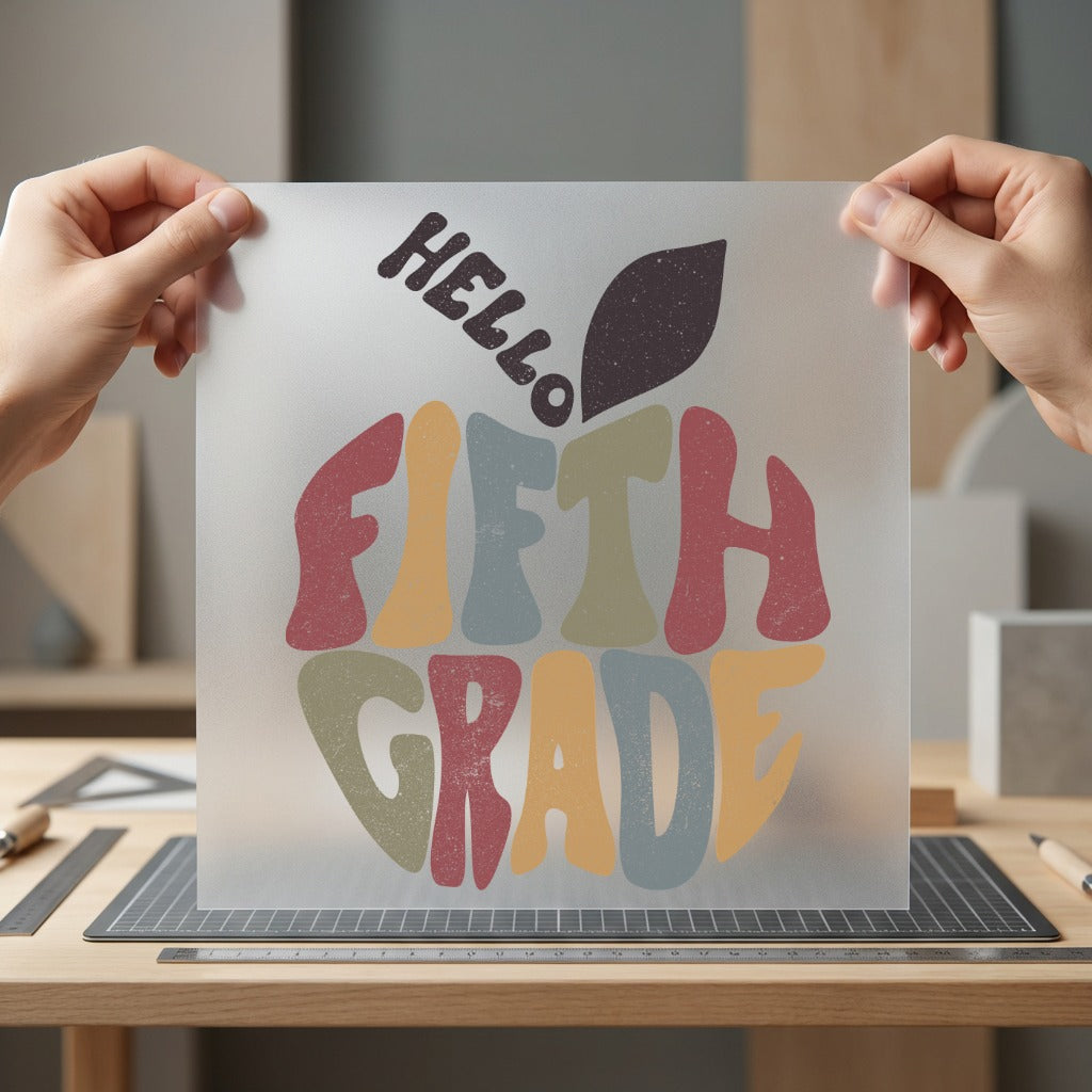 Hello Fifth Grade Apple Teacher Vintage Ready to Press DTF Transfer for Dtf