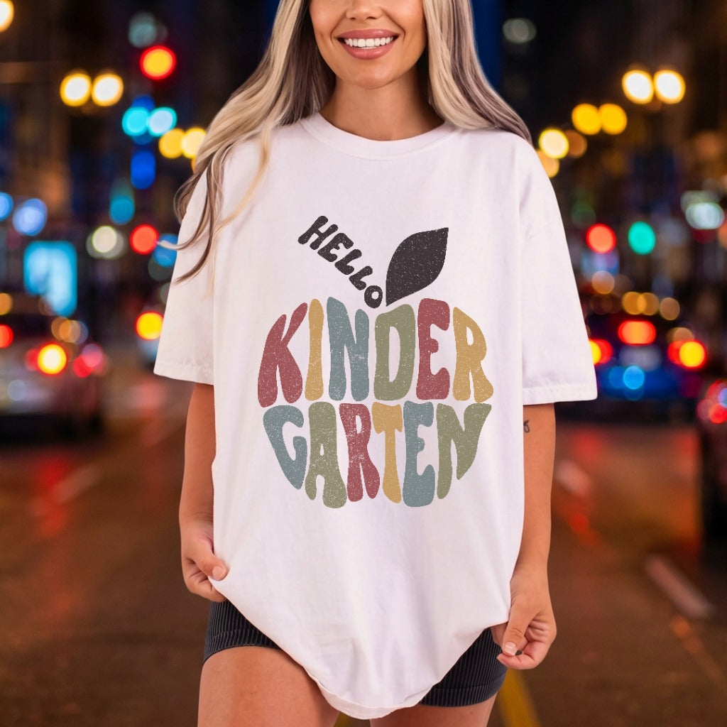 Hello Kindergarten Apple Retro Teacher Vintage Ready to Press DTF Transfer for Dtf