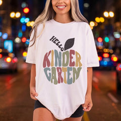Hello Kindergarten Apple Retro Teacher Vintage Ready to Press DTF Transfer for Dtf