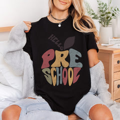 Hello Preschool Retro Apple Vintage Retro Ready to Press DTF Transfer for Dtf