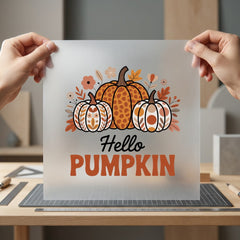 Hello Pumpkin Fall Autumn Halloween Thanksgiving Ready to Press DTF Transfer for Dtf