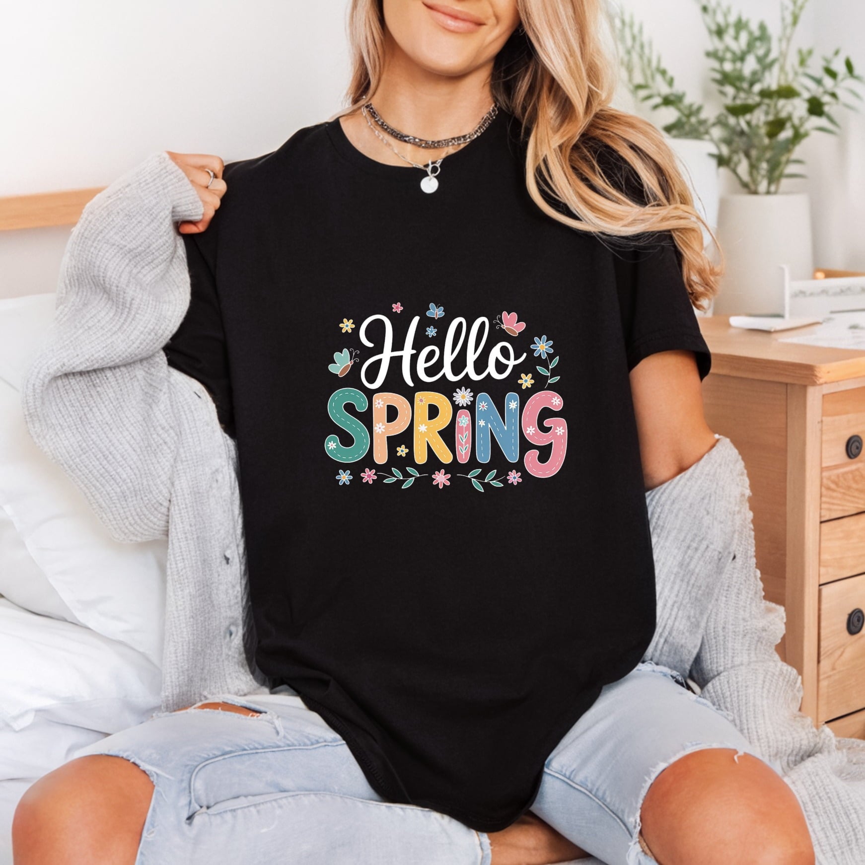 Hello Spring Floral Pastel Spring Floral Ready to Press DTF Transfer for Dtf