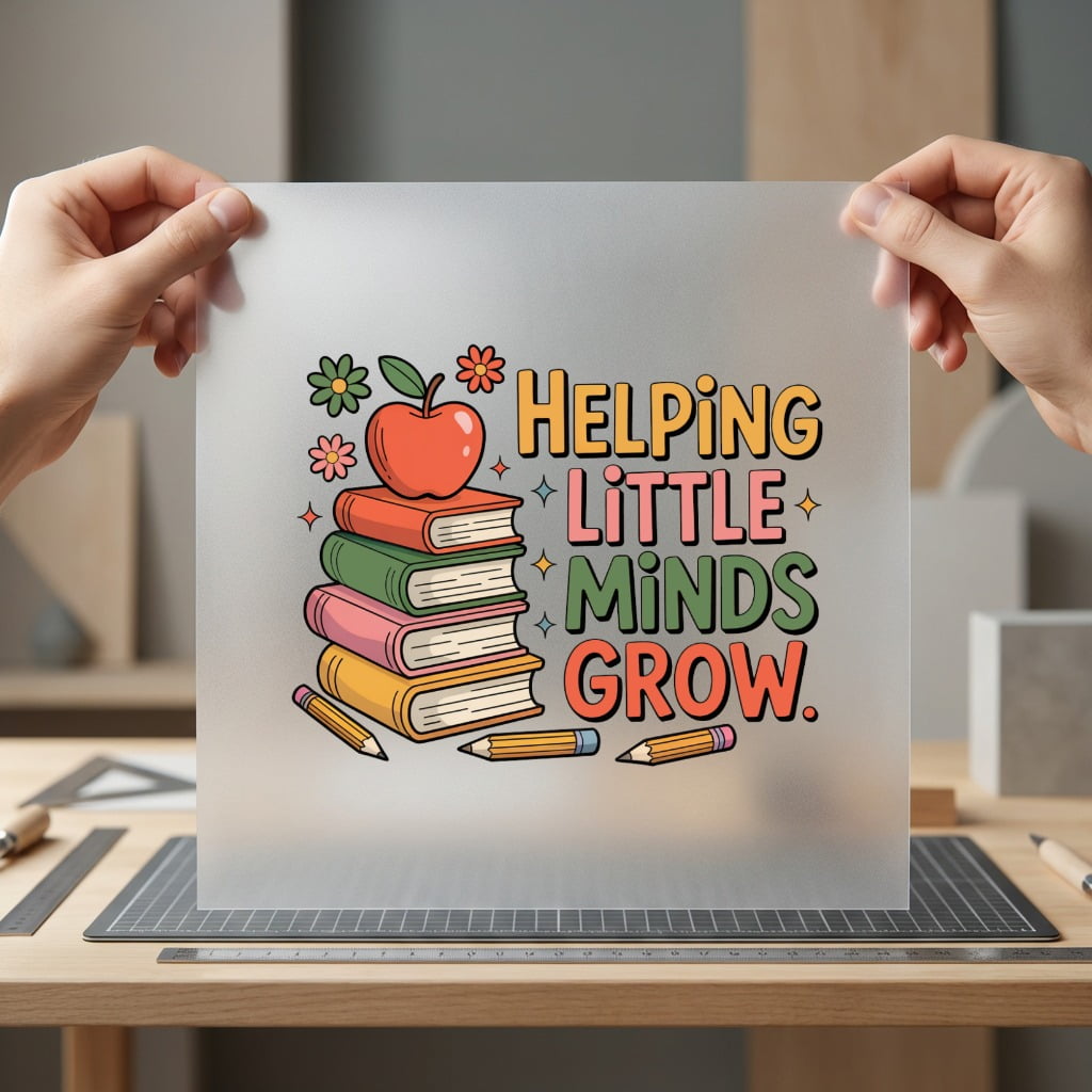 Helping Little Minds Grow Teacher Ready to Press DTF Transfer for Dtf