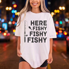Here Fishy Fishing Diy Dad Funny Ready to Press DTF Transfer for Dtf