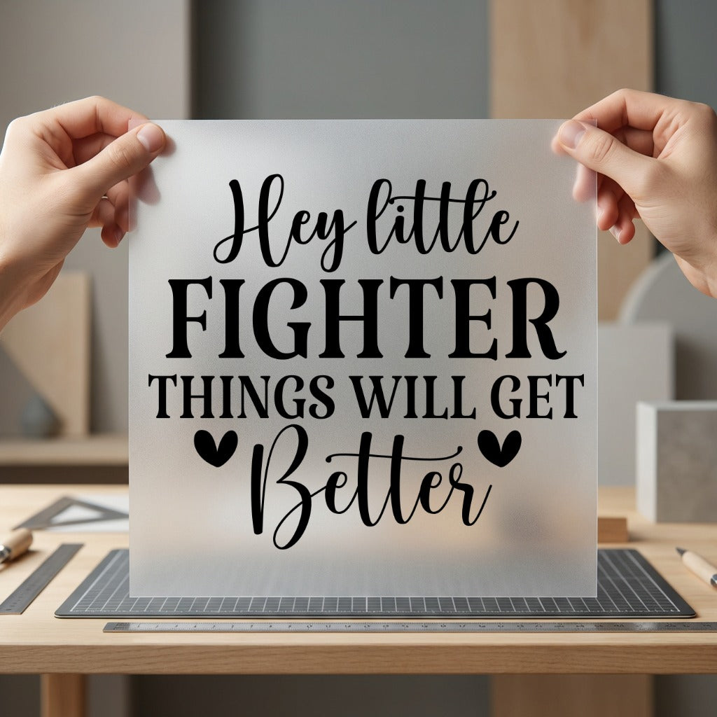 Hey Little Fighter Motivational Positive Vibes Collection Affirmations Collection Ready to Press DTF Transfer for Dtf