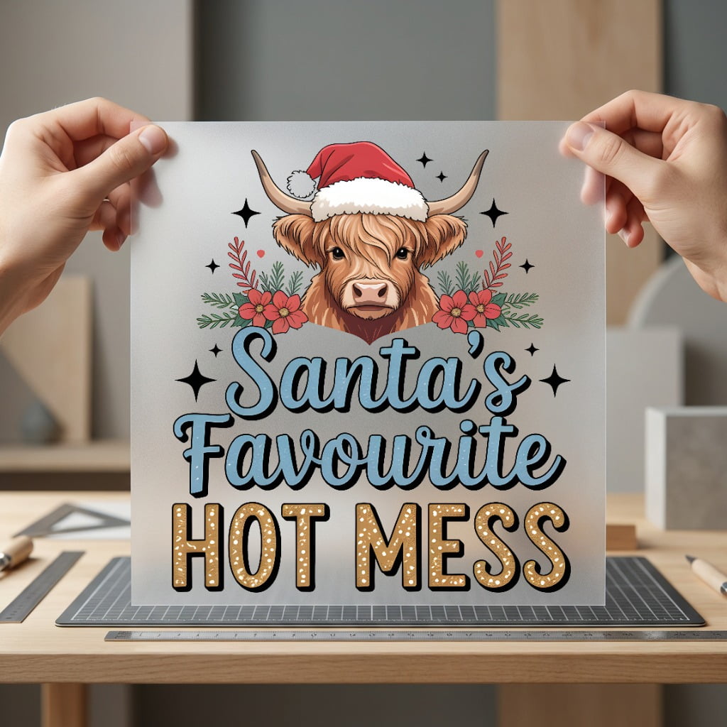Highland Cow Christmas Holiday Christmas Pet Ready to Press DTF Transfer for Dtf