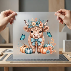 Highland Cow Fall Autumn Autumn Pet Ready to Press DTF Transfer for Dtf