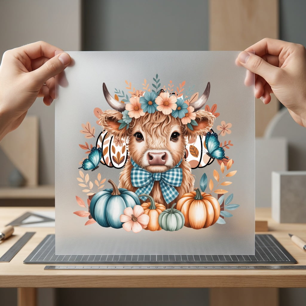 Highland Cow Fall Pumpkins Halloween Thanksgiving Ready to Press DTF Transfer for Dtf