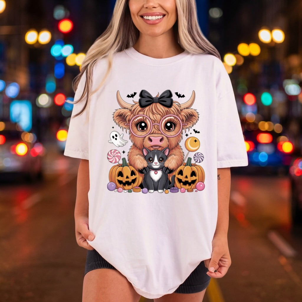 Highland Cow Halloween Spooky Halloween Pet Ready to Press DTF Transfer for Dtf