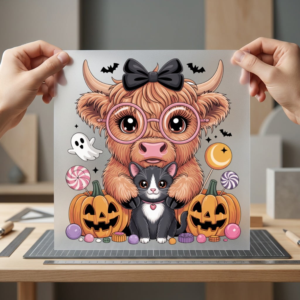 Highland Cow Halloween Spooky Halloween Pet Ready to Press DTF Transfer for Dtf