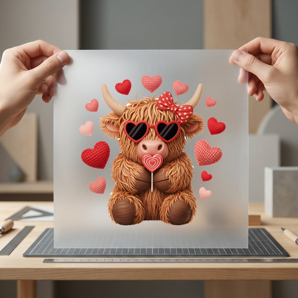 Highland Cow Hearts Valentine Valentine Funny Ready to Press DTF Transfer for Dtf