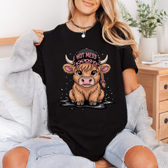 Highland Cow Hot Mess Funny Pet Ready to Press DTF Transfer for Dtf